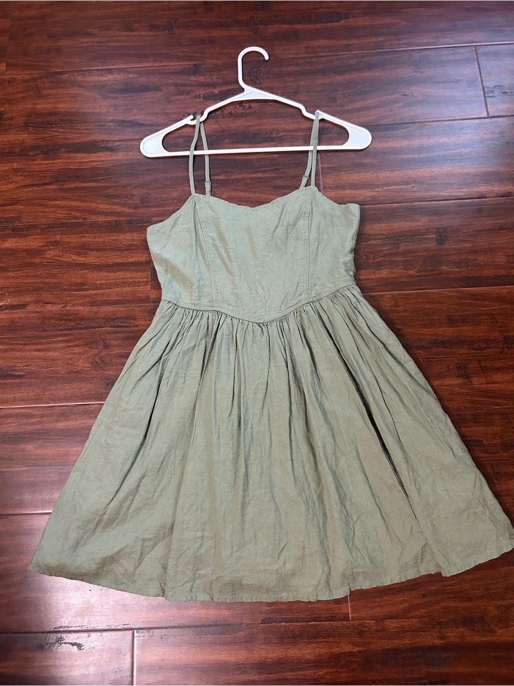 aerie Olive Green Spaghetti Strap Mini Dress